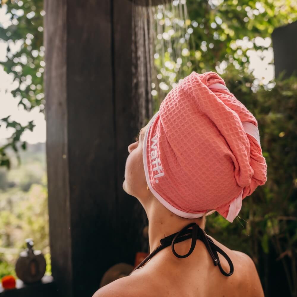 flamingo pink waffl hair wrap