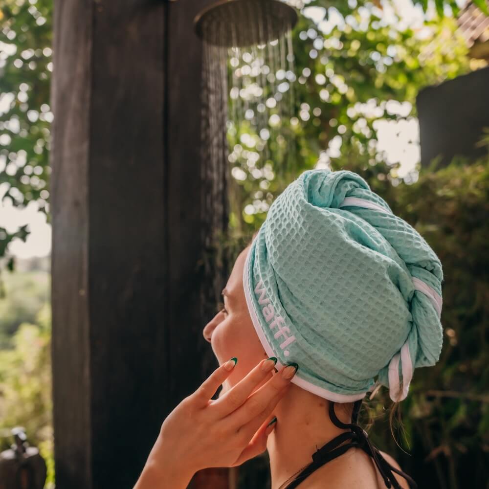 marine blue waffl hair wrap