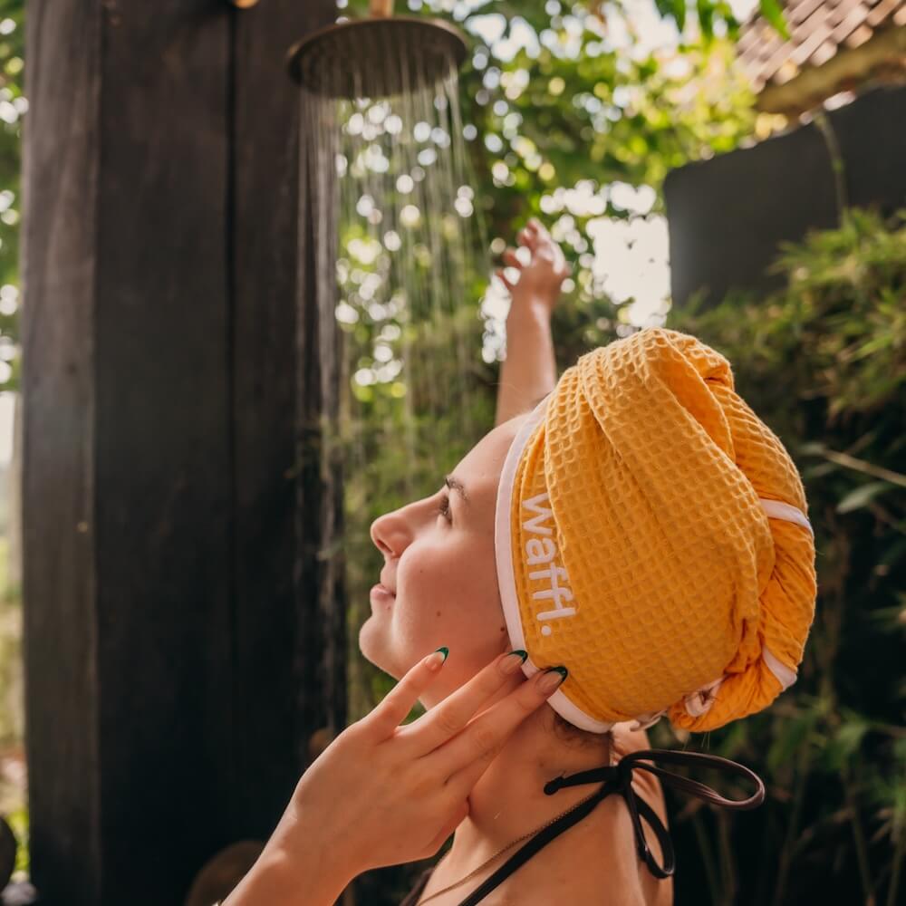 solar yellow waffl hair wrap