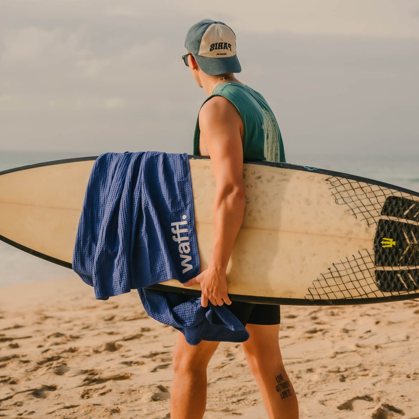 royal blue waffl towel