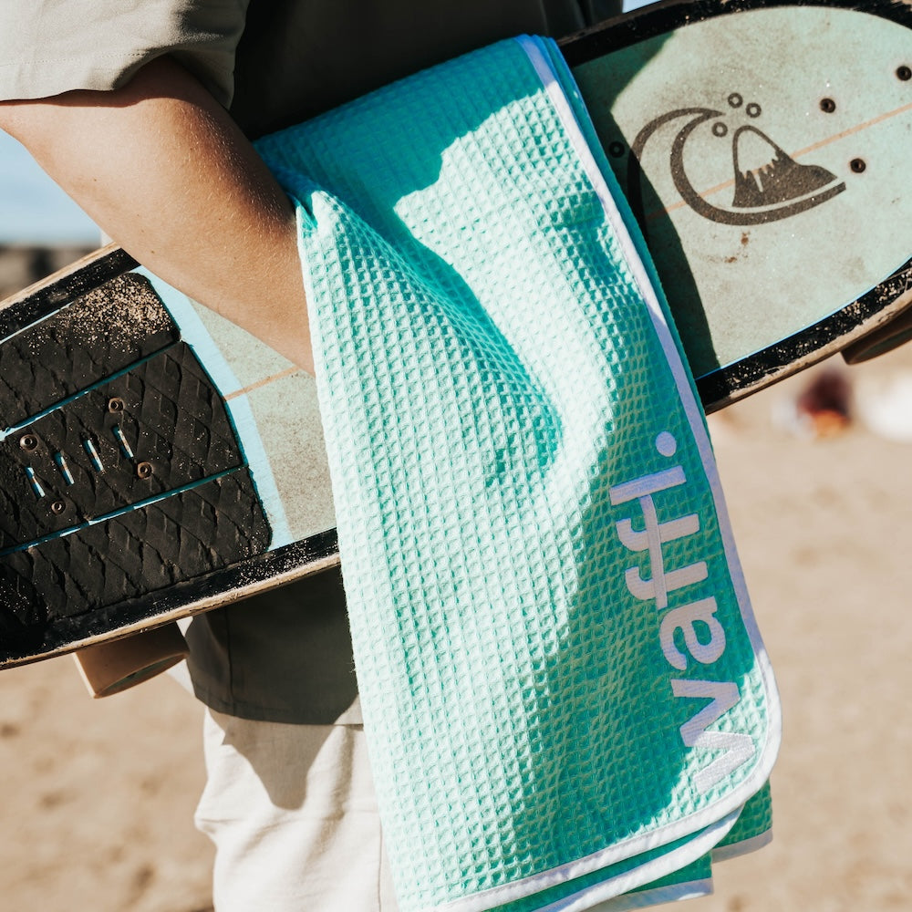 marine blue waffl towel
