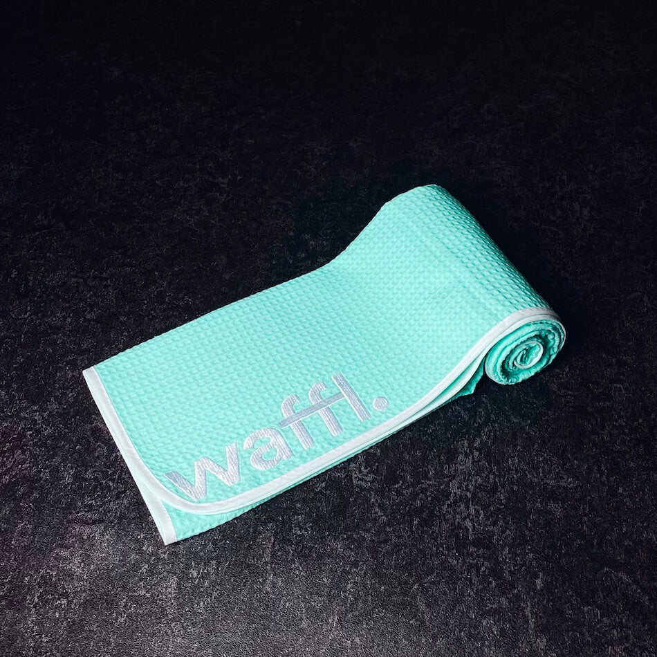 marine blue waffl towel