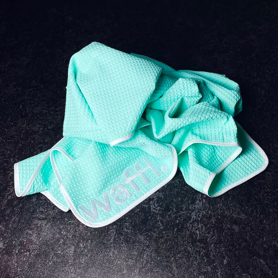marine blue waffl towel