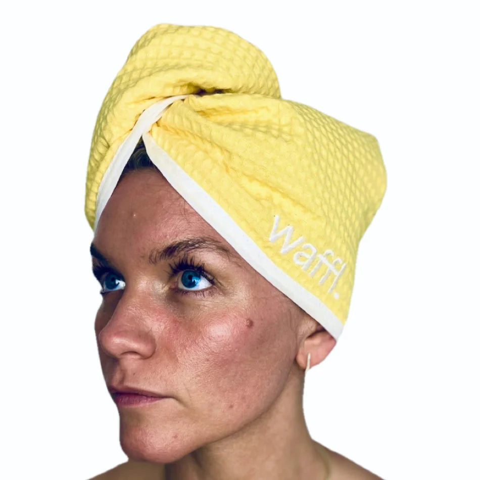 solar yellow waffl hair wrap