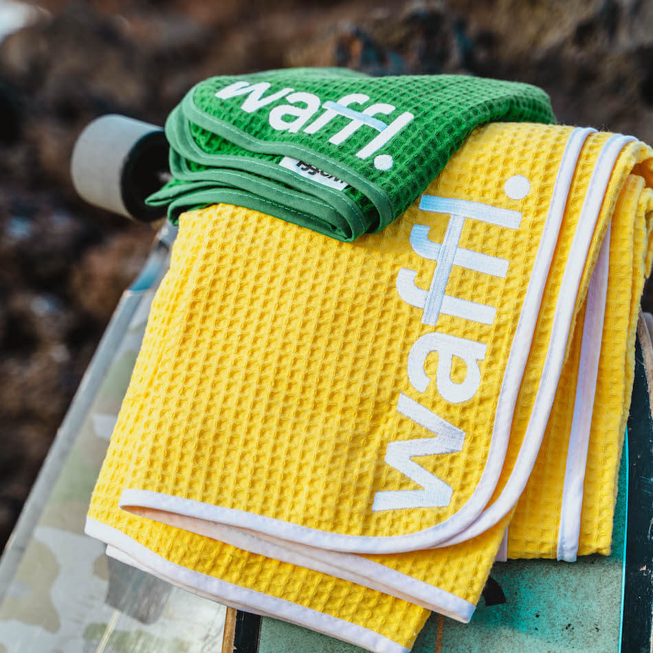 solar yellow waffl towel