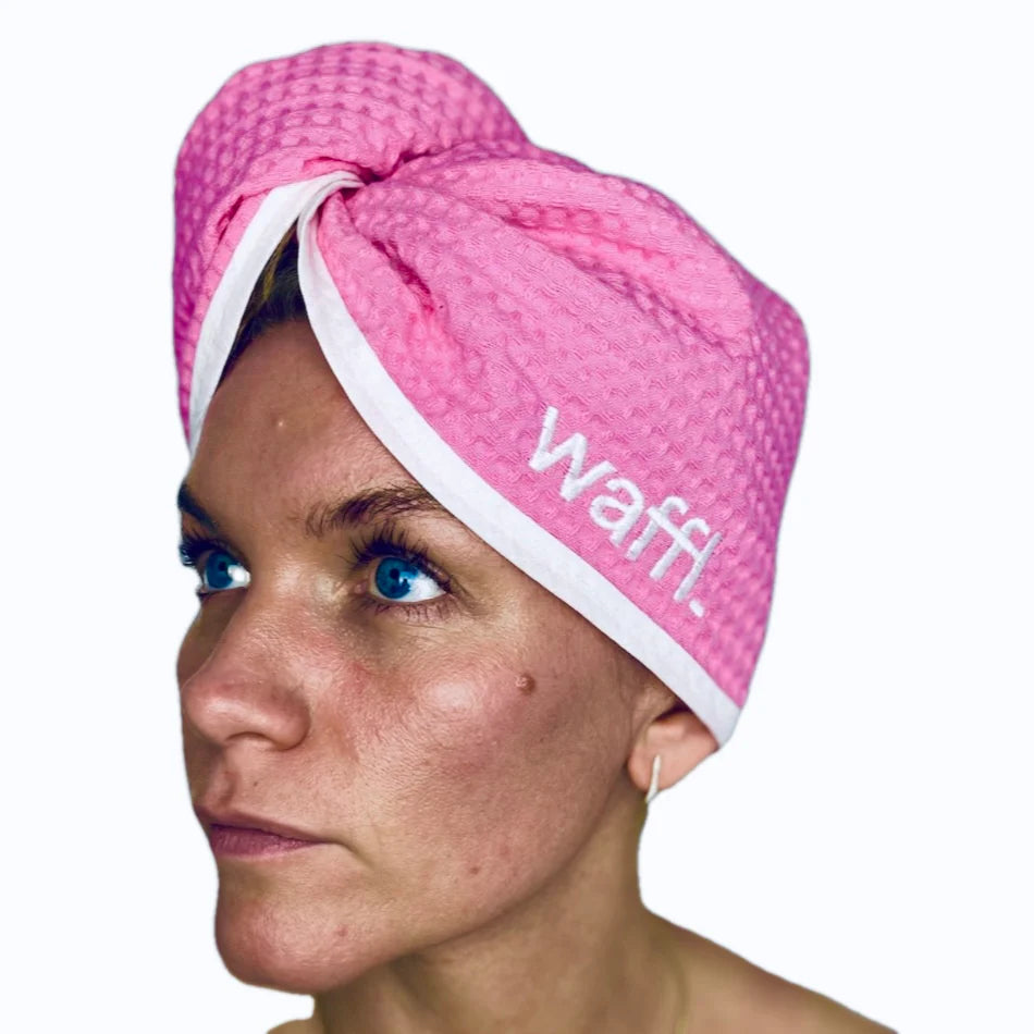 flamingo pink waffl hair wrap